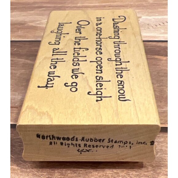 NORTHWOODS DASHING THROUGH THE SNOW J8360 WOOD MOUNTED RUBBER STAMP - Picture 3 of 3